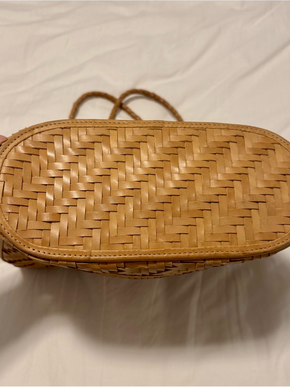 Woven Shoulder Tote in Natural Tan - Picture 9 of 9